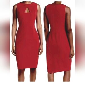 CALVIN KLEIN Women's Size 8 Red Twisted Keyhole Sheath Dress New with Tags